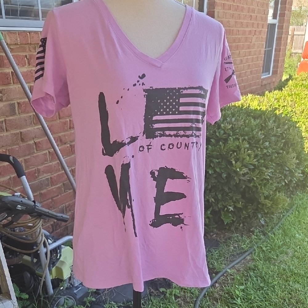 Grunt Style Pink V Neck Tee Size XL